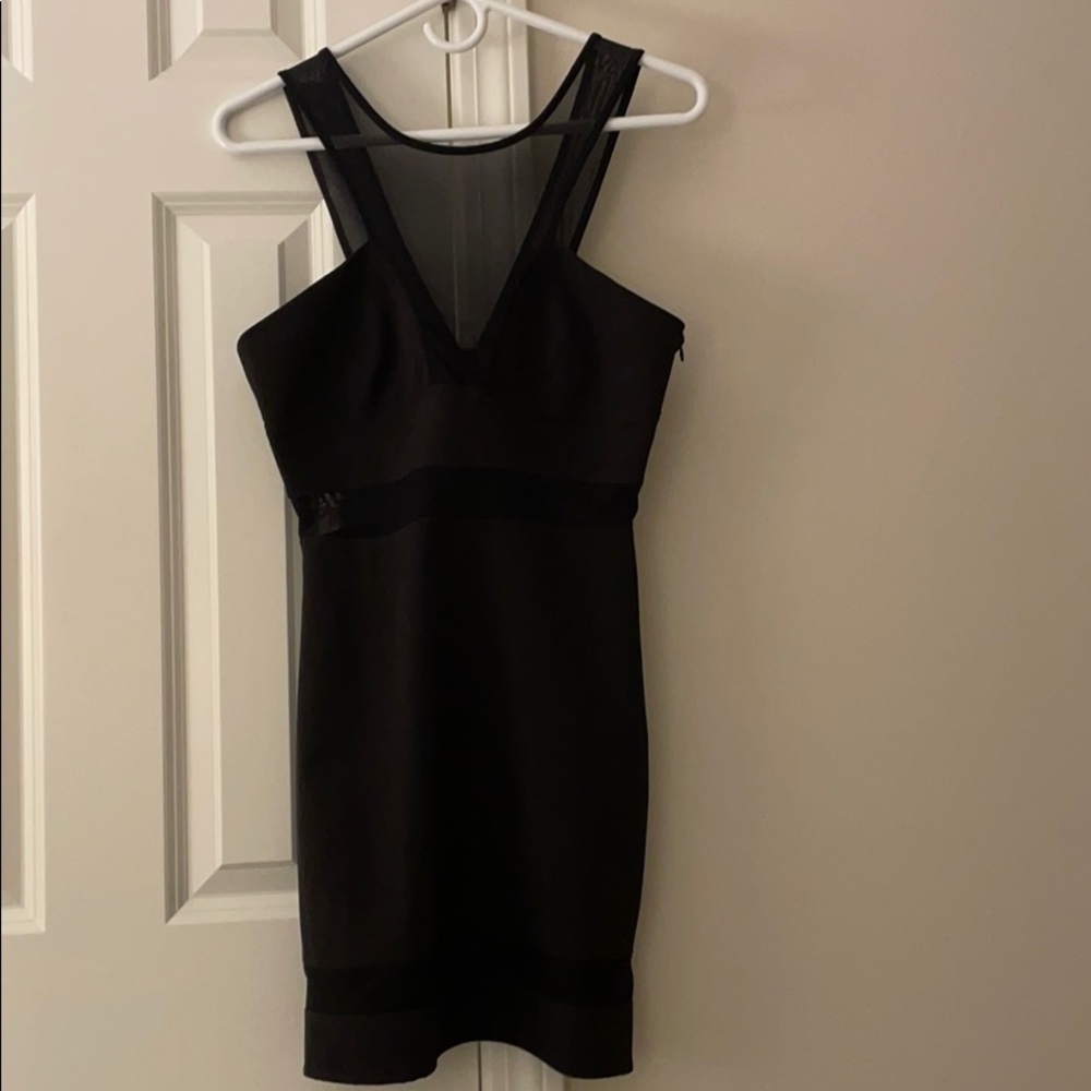 Black mesh cutouts cocktail dress